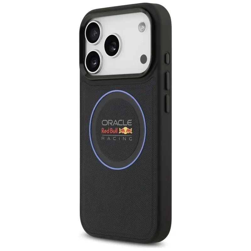 Red Bull Mėlyno Tinklelio Ir Metalo Mygtukų MagSafe dėklas - iPhone 17 Pro (Tamsiai Mėlynas)