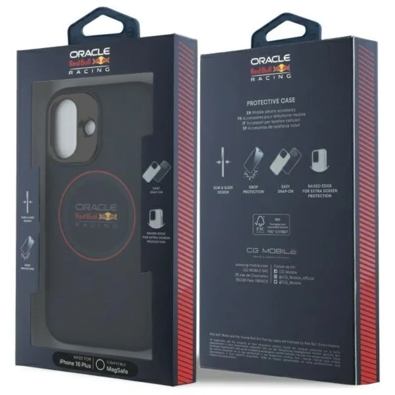 „Red Bull“ odinis „Red Ring MagSafe“ dėklas – iPhone 16 Plus (tamsiai mėlynas)