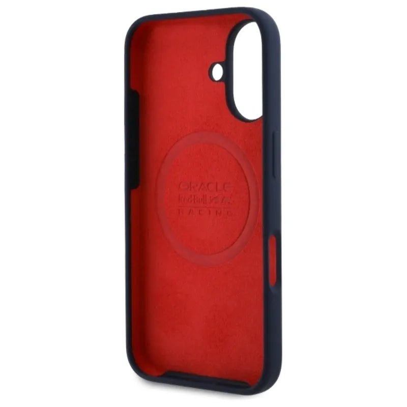 Red Bull silikoninis horizontalus logotipas MagSafe - iPhone 16 Plus dėklas (tamsiai mėlynas)