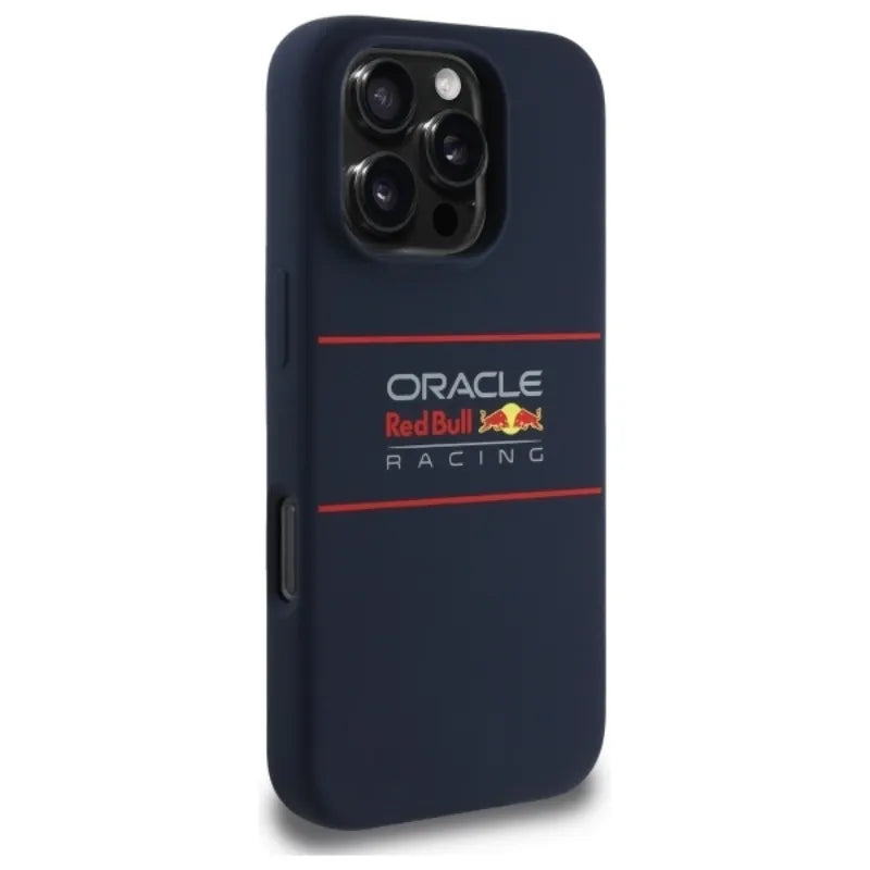 Red Bull silikoninis horizontalus logotipas MagSafe - iPhone 16 Pro dėklas (tamsiai mėlynas)
