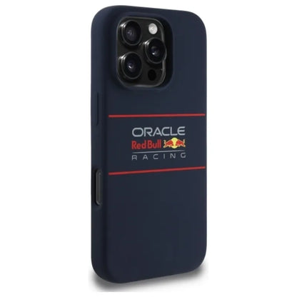 Red Bull silikoninis horizontalus logotipas MagSafe - iPhone 16 Pro dėklas (tamsiai mėlynas)