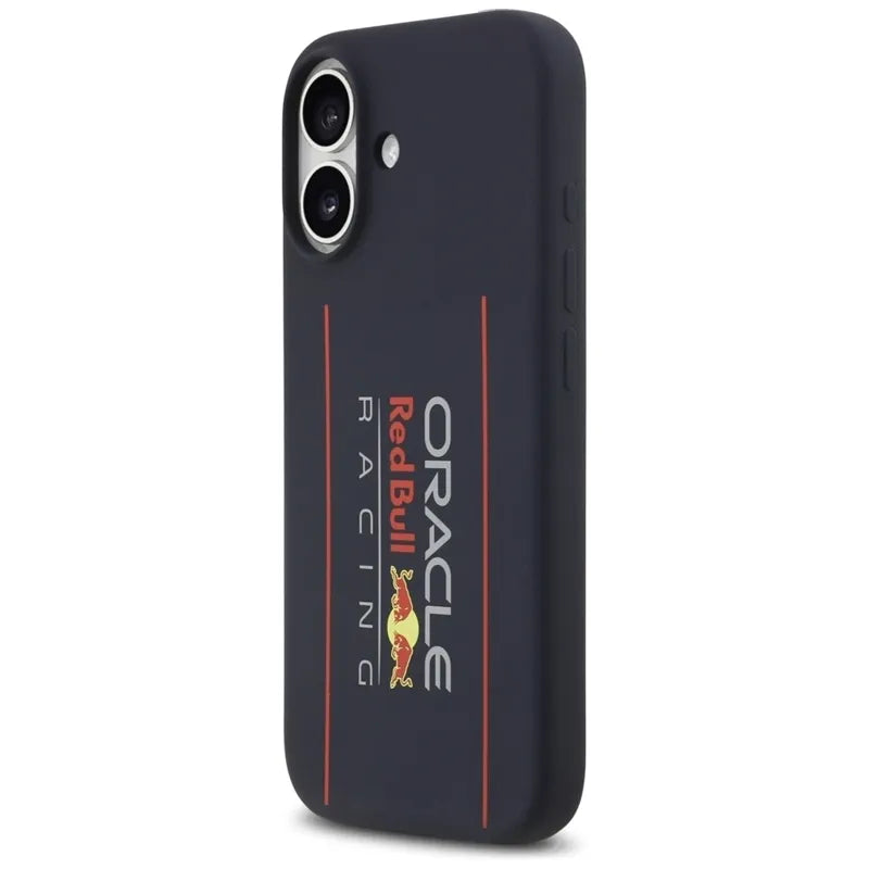 „Red Bull“ silikoninis „Oversize Vertical Logo MagSafe“ dėklas – iPhone 17 dėklas (tamsiai mėlynas)