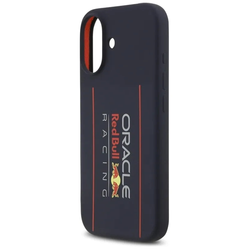 „Red Bull“ silikoninis „Oversize Vertical Logo MagSafe“ dėklas – iPhone 17 dėklas (tamsiai mėlynas)