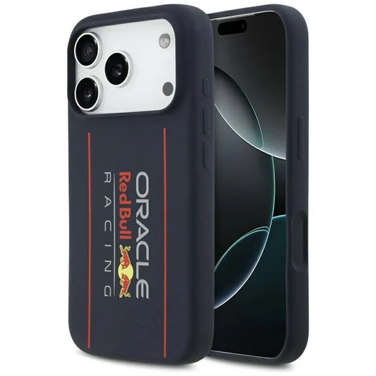 Red Bull Silikoninis Oversize Vertikalus Logotipas MagSafe - iPhone 17 Pro dėklas (Tamsiai Mėlynas)