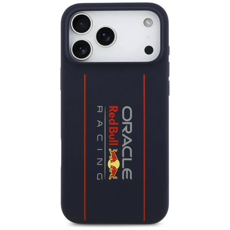 Red Bull Silikoninis Oversize Vertikalus Logotipas MagSafe - iPhone 17 Pro Max dėklas (Tamsiai mėlynas)