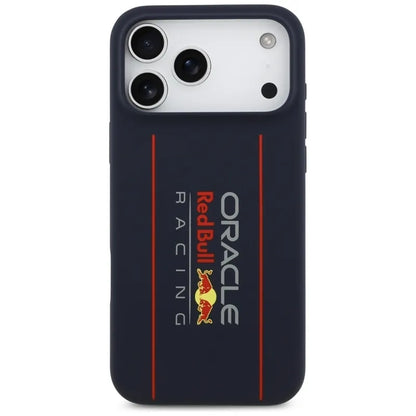 Red Bull Silikoninis Oversize Vertikalus Logotipas MagSafe - iPhone 17 Pro Max dėklas (Tamsiai mėlynas)