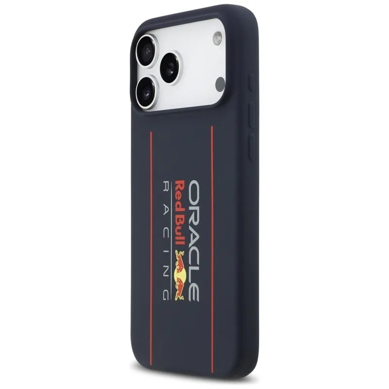 Red Bull Silikoninis Oversize Vertikalus Logotipas MagSafe - iPhone 17 Pro Max dėklas (Tamsiai mėlynas)