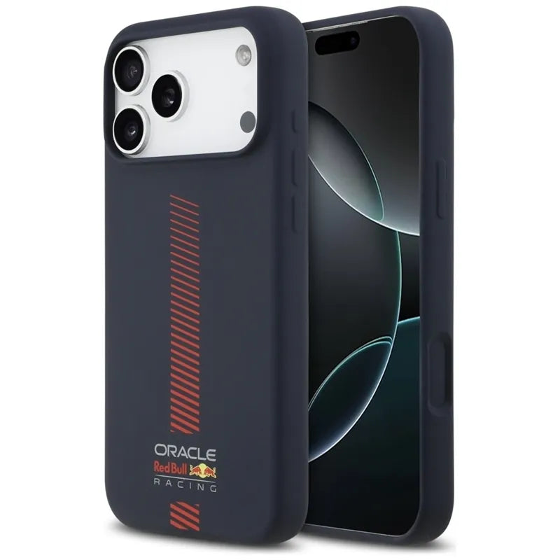Red Bull silikoninis „Powerbar“ MagSafe dėklas – iPhone 17 Pro Max (tamsiai mėlynas)