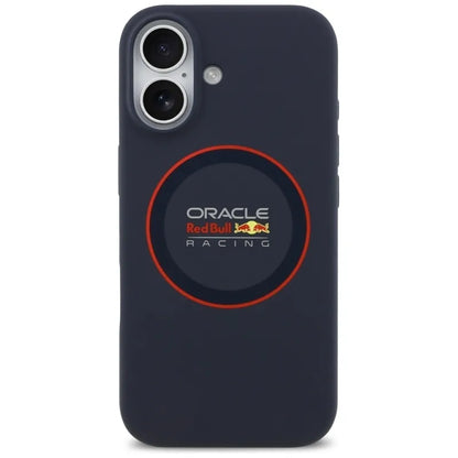 Red Bull silikoninis raudonas žiedas MagSafe – dėklas iPhone 17 (tamsiai mėlynas)