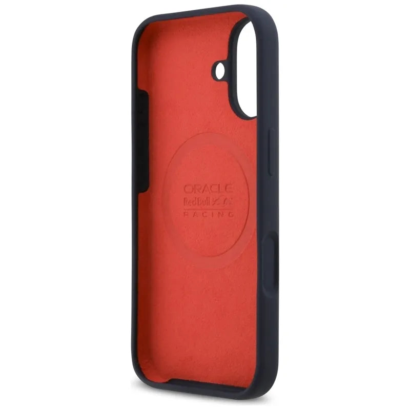 Red Bull silikoninis raudonas žiedas MagSafe – dėklas iPhone 17 (tamsiai mėlynas)