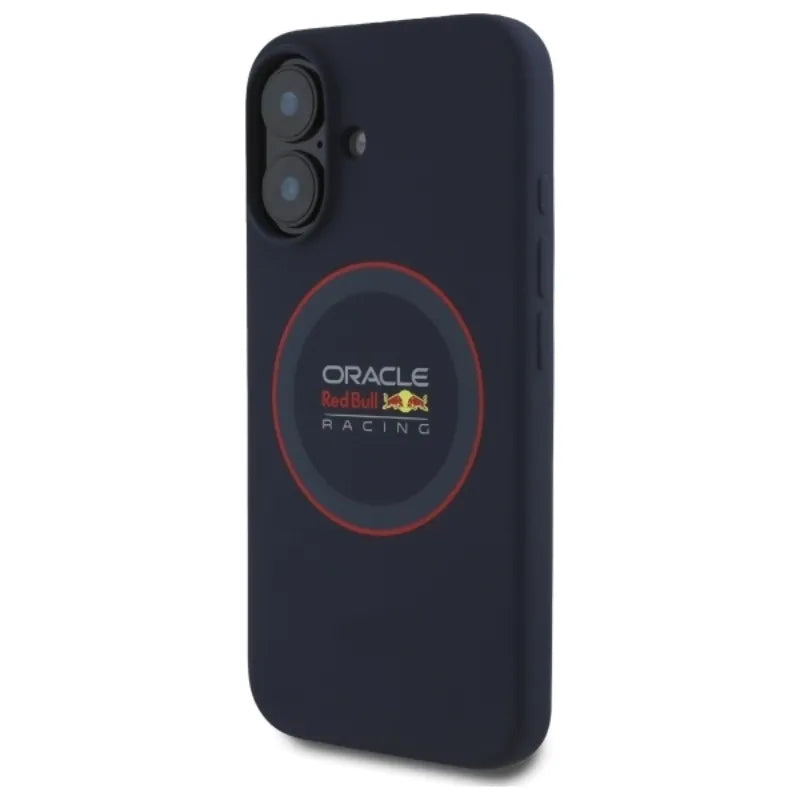 Red Bull silikoninis raudonas žiedas MagSafe – iPhone 16 Plus dėklas (tamsiai mėlynas)