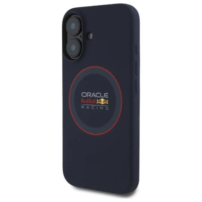 Red Bull silikoninis raudonas žiedas MagSafe – iPhone 16 Plus dėklas (tamsiai mėlynas)