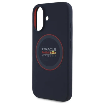 Red Bull silikoninis raudonas žiedas MagSafe – iPhone 16 Plus dėklas (tamsiai mėlynas)