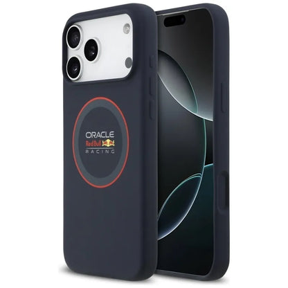 Red Bull silikoninis raudonas žiedas MagSafe – iPhone 17 Pro Max dėklas (tamsiai mėlynas)