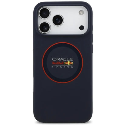 Red Bull silikoninis raudonas žiedas MagSafe – iPhone 17 Pro Max dėklas (tamsiai mėlynas)
