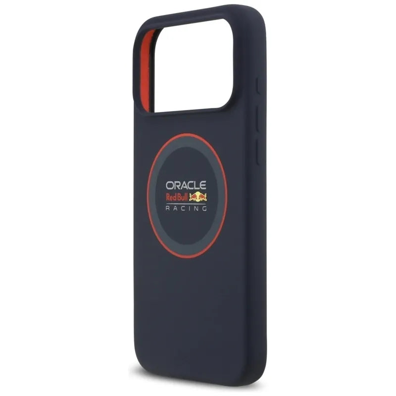 Red Bull silikoninis raudonas žiedas MagSafe – iPhone 17 Pro Max dėklas (tamsiai mėlynas)