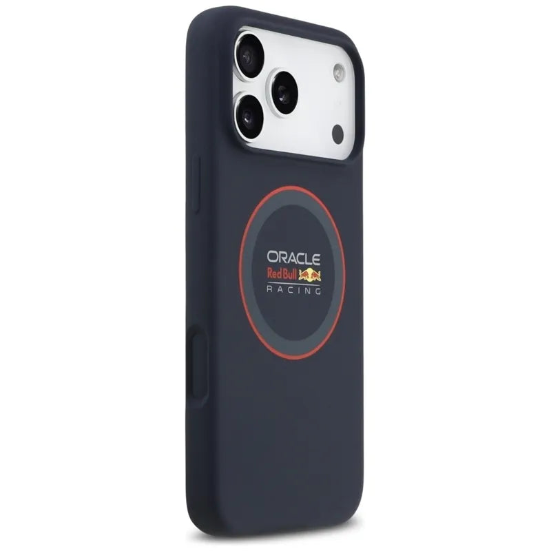 Red Bull silikoninis raudonas žiedas MagSafe – iPhone 17 Pro Max dėklas (tamsiai mėlynas)