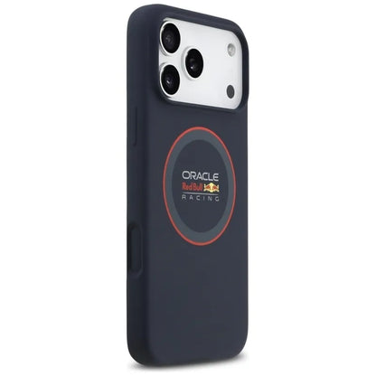 Red Bull silikoninis raudonas žiedas MagSafe – iPhone 17 Pro Max dėklas (tamsiai mėlynas)