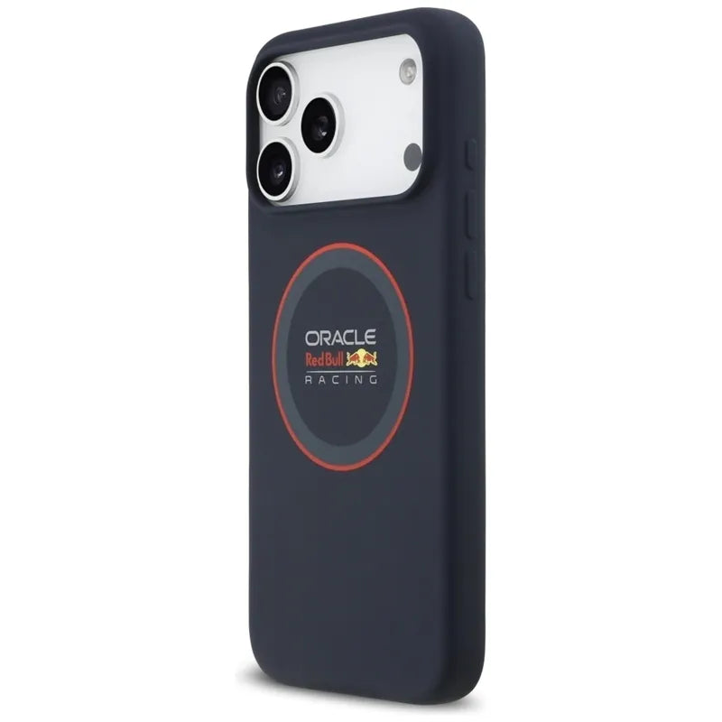 Red Bull silikoninis raudonas žiedas MagSafe – iPhone 17 Pro Max dėklas (tamsiai mėlynas)