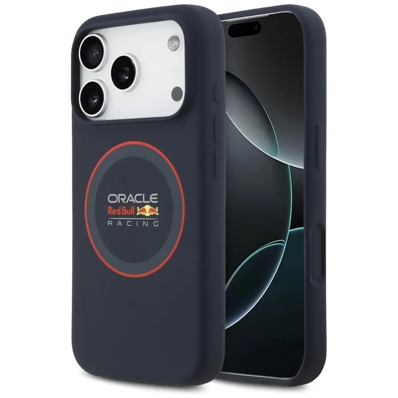Red Bull silikoninis raudonas žiedo MagSafe dėklas - iPhone 17 Pro (tamsiai mėlynas)