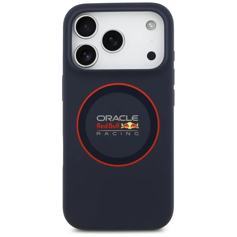 Red Bull silikoninis raudonas žiedo MagSafe dėklas - iPhone 17 Pro (tamsiai mėlynas)