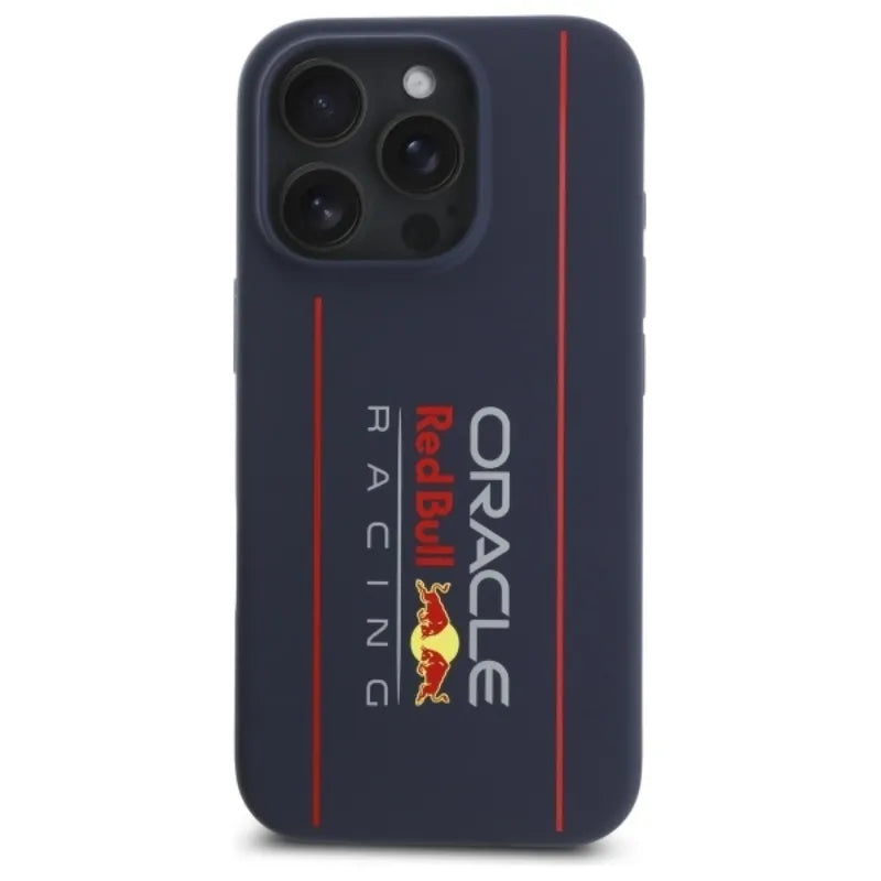 Red Bull silikoninis vertikalaus logotipo MagSafe dėklas - iPhone 16 Pro Max (tamsiai mėlynas)