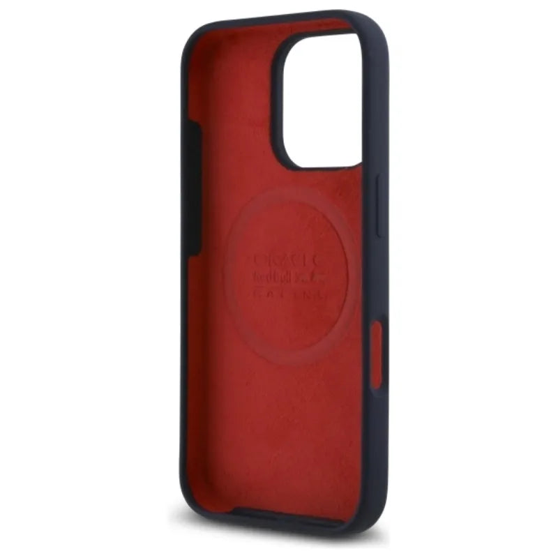 Red Bull silikoninis vertikalaus logotipo MagSafe dėklas - iPhone 16 Pro Max (tamsiai mėlynas)