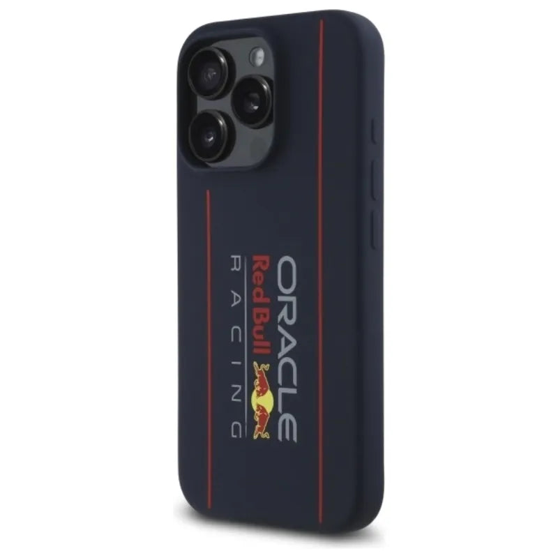 Red Bull silikoninis vertikalaus logotipo MagSafe dėklas - iPhone 16 Pro Max (tamsiai mėlynas)