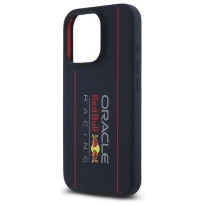 Red Bull silikoninis vertikalaus logotipo MagSafe dėklas - iPhone 16 Pro Max (tamsiai mėlynas)