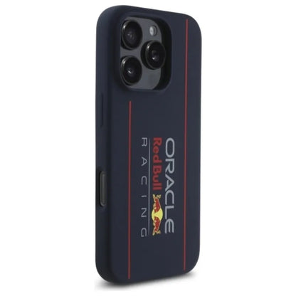 Red Bull silikoninis vertikalaus logotipo MagSafe dėklas - iPhone 16 Pro Max (tamsiai mėlynas)