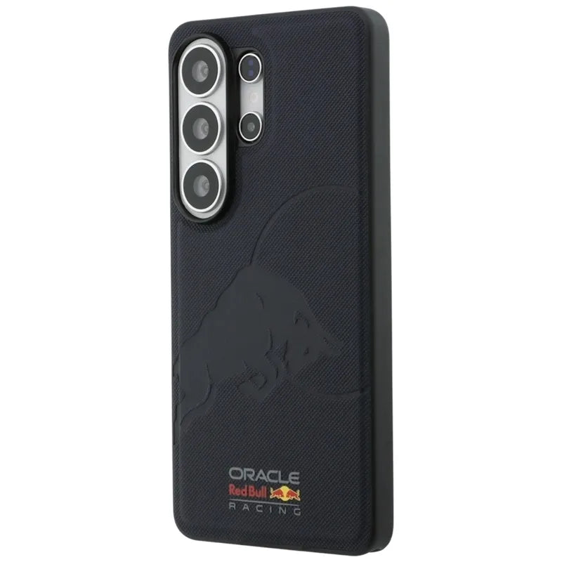 Red Bull tinklelio rašto įspaustas buliaus „MagSafe“ dėklas – Samsung Galaxy S26 Ultra (tamsiai mėlynas)