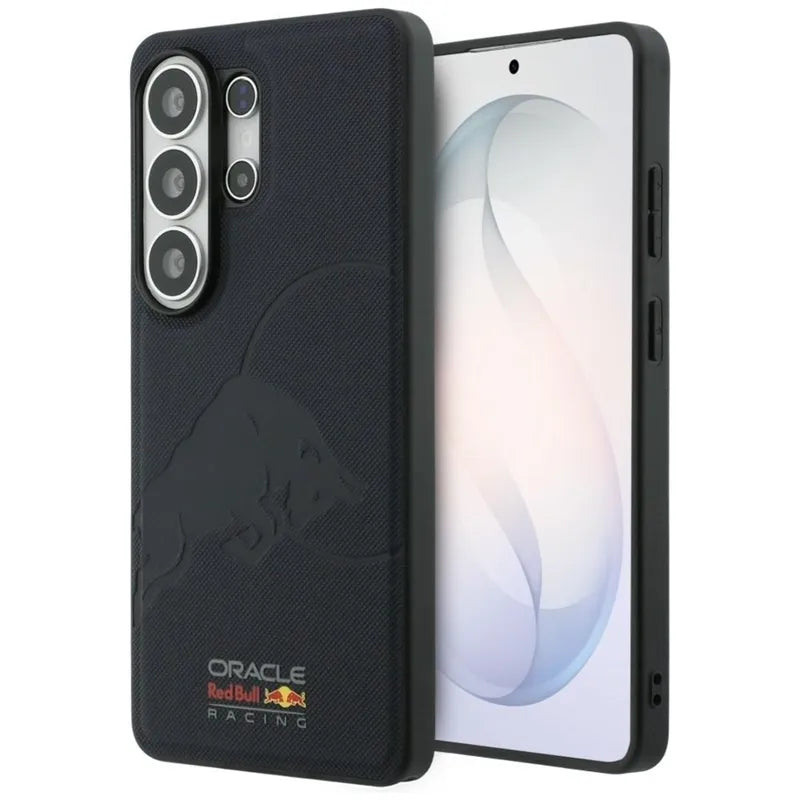 Red Bull tinklelio rašto įspaustas buliaus „MagSafe“ dėklas – Samsung Galaxy S26 Ultra (tamsiai mėlynas)