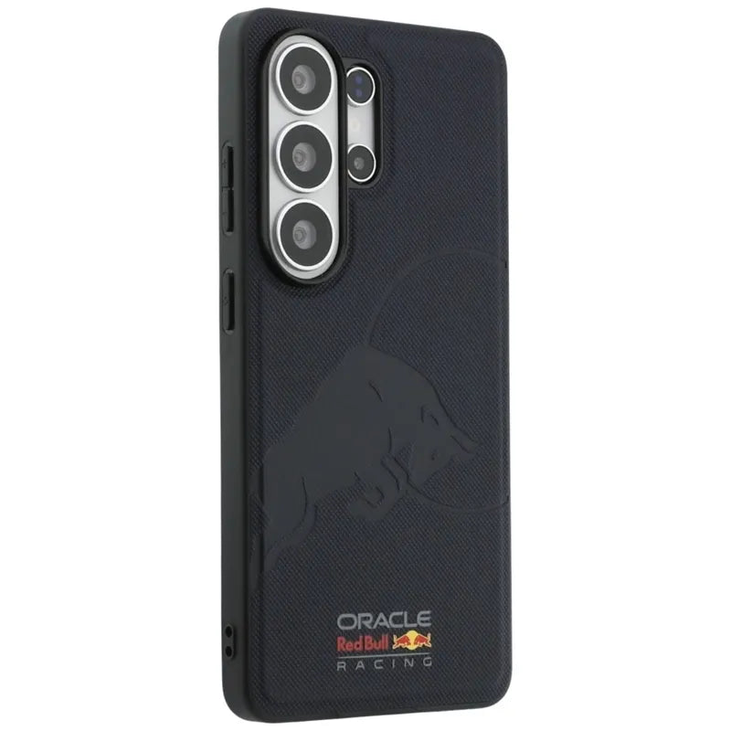 Red Bull tinklelio rašto įspaustas buliaus „MagSafe“ dėklas – Samsung Galaxy S26 Ultra (tamsiai mėlynas)