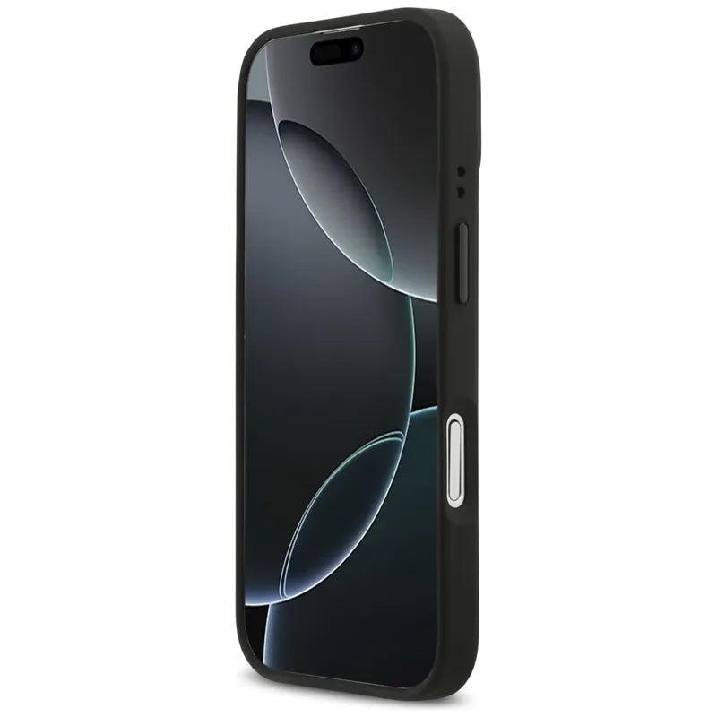 Red Bull tinklelio rašto raudonas žiedas ir metaliniai mygtukai „MagSafe“ – „iPhone 17“ dėklas (tamsiai mėlynas)