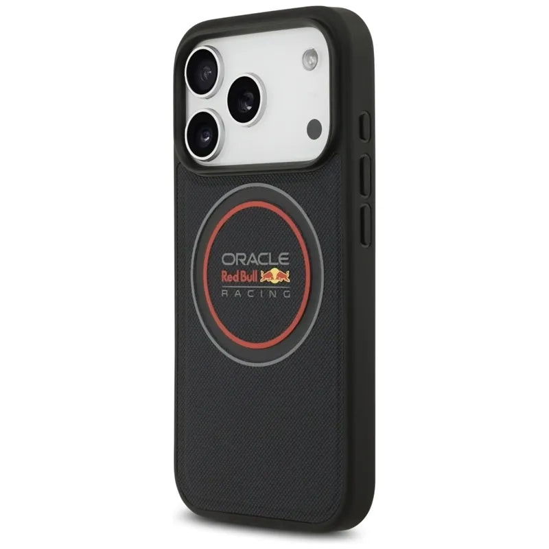 Red Bull tinklinio logotipas ir raudonasis žiedas MagSafe dėklas – iPhone 17 Pro Max (Tamsiai mėlynas)