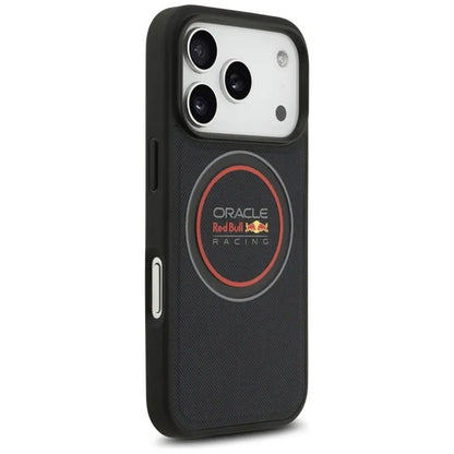 Red Bull tinklinio logotipo ir raudono žiedo „MagSafe“ dėklas – „iPhone 17 Pro“ (tamsiai mėlynas)