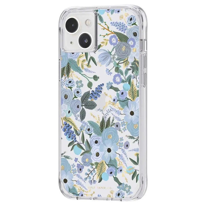 Rifle Paper Clear - dėklas iPhone 14 Plus (Mėlynas sodo vakarėlis)