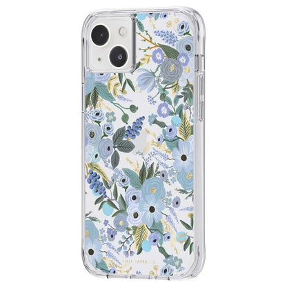 Rifle Paper Clear - dėklas iPhone 14 Plus (Mėlynas sodo vakarėlis)