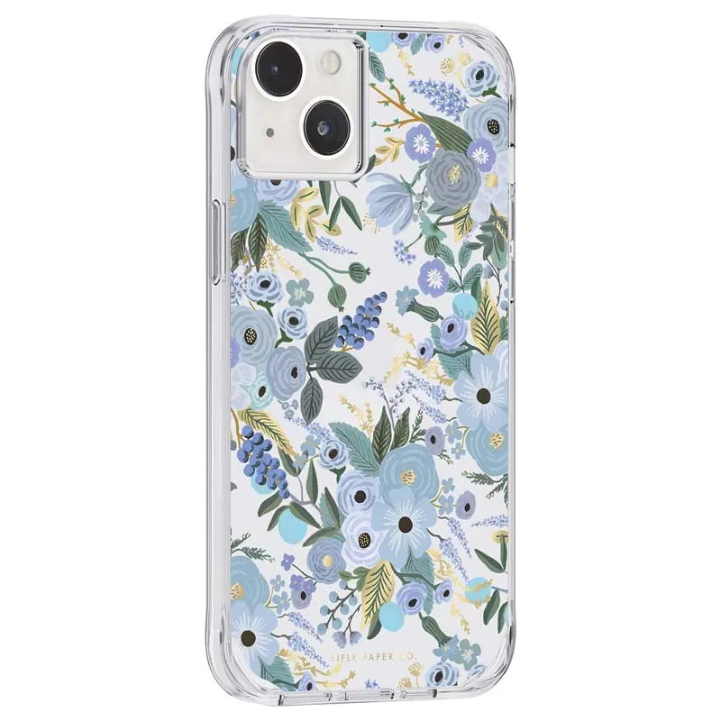 Rifle Paper Clear - dėklas iPhone 14 Plus (Mėlynas sodo vakarėlis)