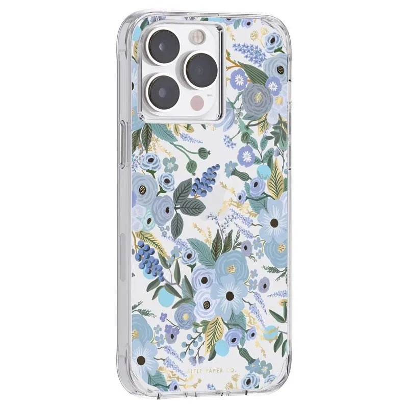„Rifle Paper Clear“ – dėklas skirtas „iPhone 14 Pro Max“ (Garden Party Blue)