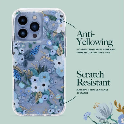 „Rifle Paper Clear“ – dėklas skirtas „iPhone 14 Pro Max“ (Garden Party Blue)