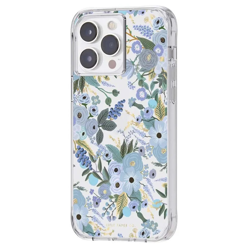 „Rifle Paper Clear“ – dėklas skirtas „iPhone 14 Pro Max“ (Garden Party Blue)