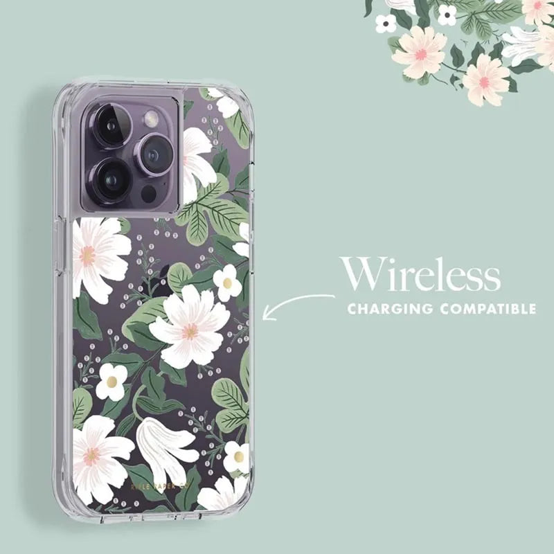 Rifle Paper Clear - dėklas, skirtas „iPhone 14 Pro“ (Willow)