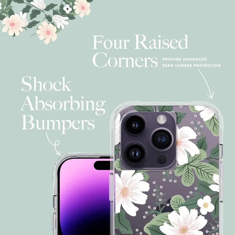 Rifle Paper Clear - dėklas, skirtas „iPhone 14 Pro“ (Willow)