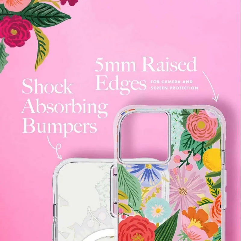 Rifle Paper Clear MagSafe – dėklas iPhone 14 Plus (Garden Party Blush)