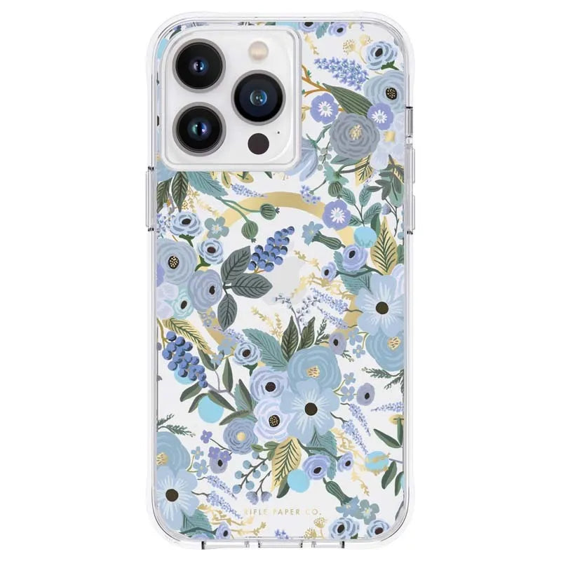 Rifle Paper Clear MagSafe – dėklas, skirtas iPhone 14 Pro Max (Garden Party Blue)