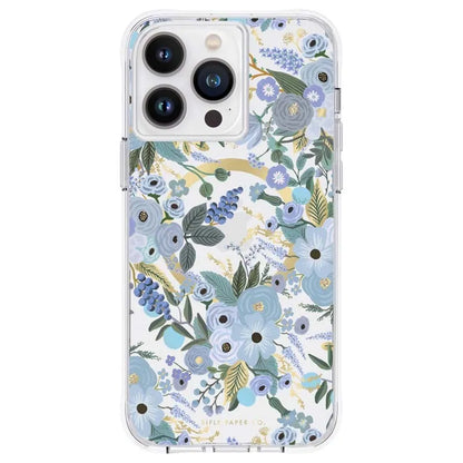 Rifle Paper Clear MagSafe – dėklas, skirtas iPhone 14 Pro Max (Garden Party Blue)