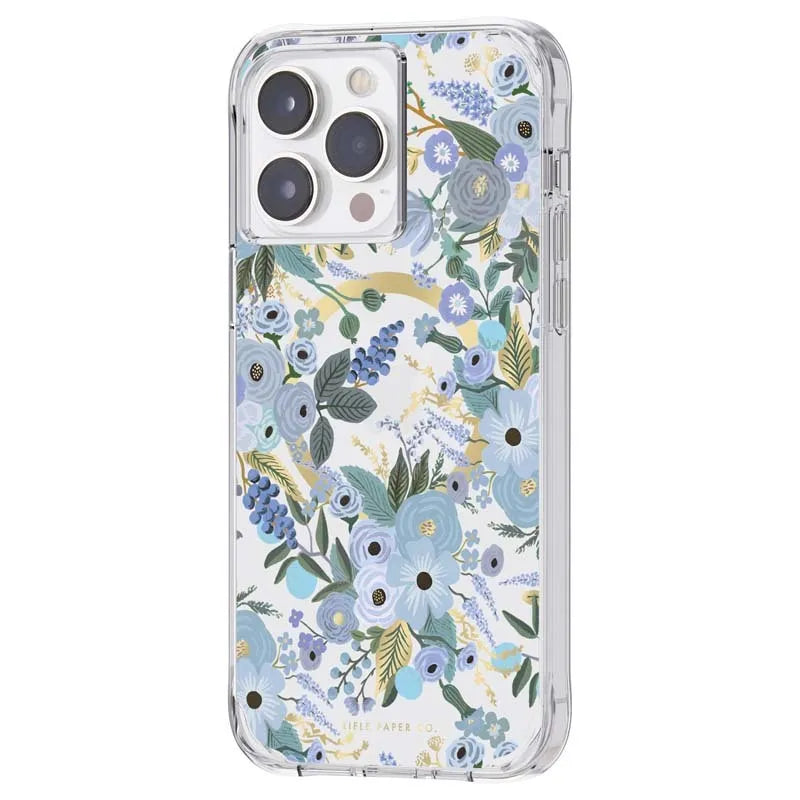 Rifle Paper Clear MagSafe – dėklas, skirtas iPhone 14 Pro Max (Garden Party Blue)