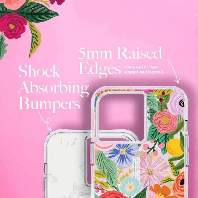 Rifle Paper Clear MagSafe – dėklas, skirtas „iPhone 14 Pro Max“ (Garden Party Blush)