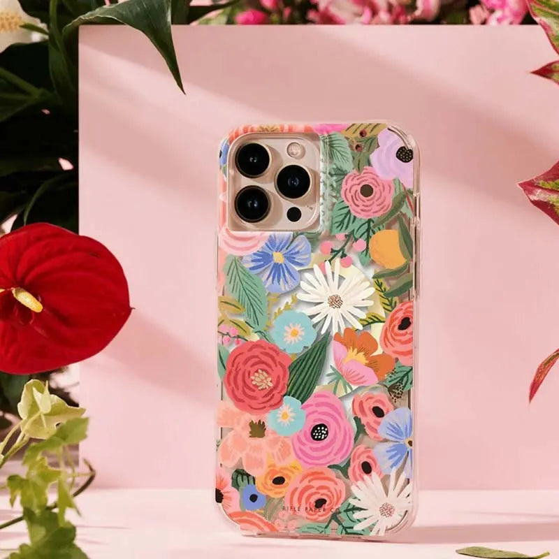 Rifle Paper Clear MagSafe – dėklas, skirtas „iPhone 14 Pro Max“ (Garden Party Blush)